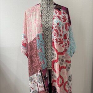 NWOT Multi-Colored Open Front Long Flowy Coverup/Poncho, One Size